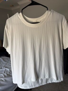 lululemon athletica White Perforated Short Sleeve Tee